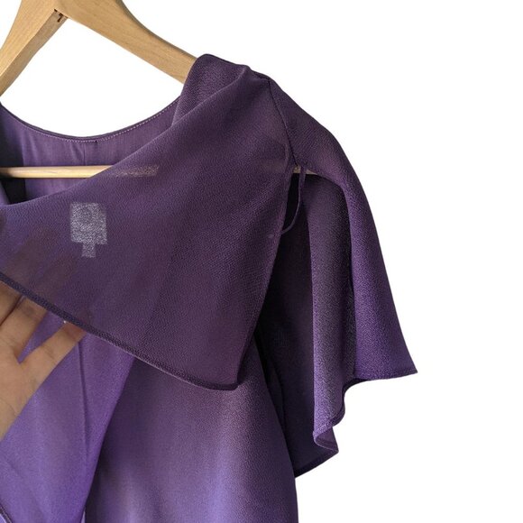 Patra Chiffon Tiered Dress Purple Violet Evening Wedding Party Rhinestones - Picture 11 of 12